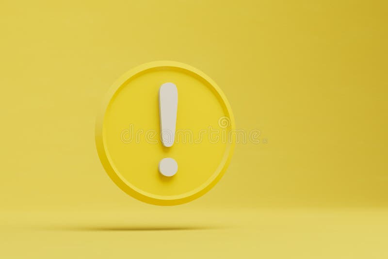 A Round Yellow Icon with a White Exclamation Mark on a Yellow