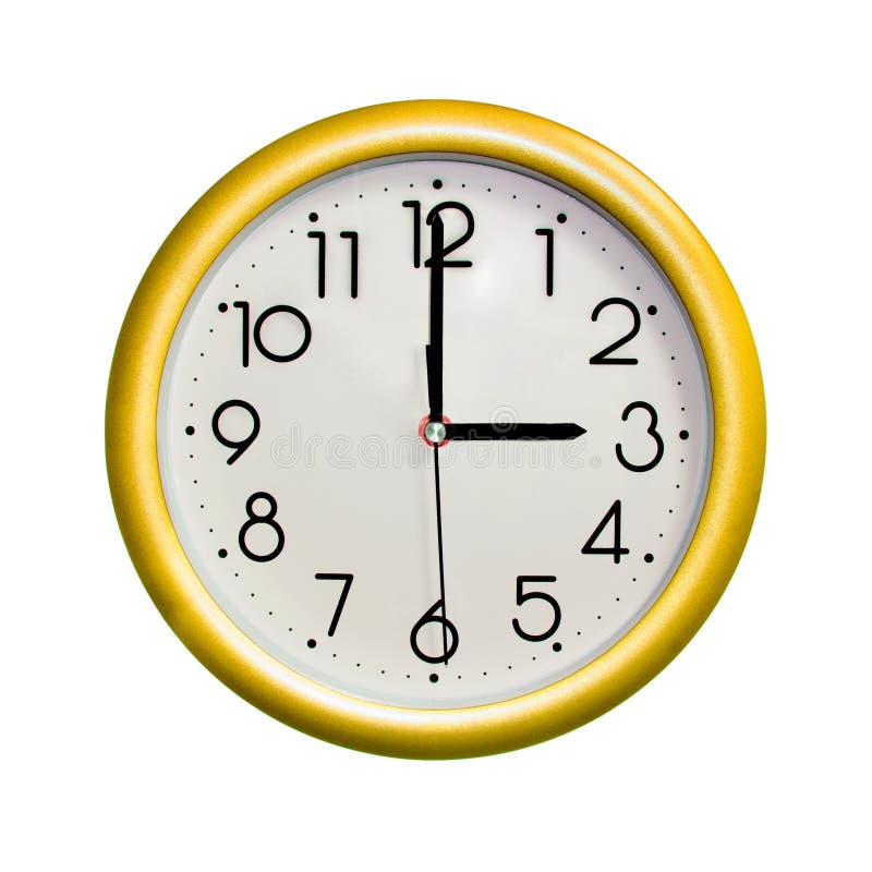 Round yellow wall clock stock photo. Image of wall, isolation 141184098