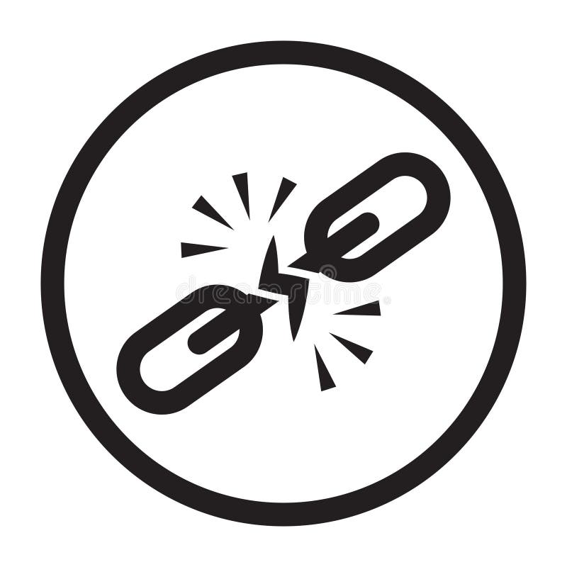Rounded a broken link or disconnected chain line art icon for apps and websites