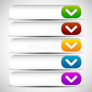 Rounded Drop Down Button Templates Stock Vector Illustration Of Blue 