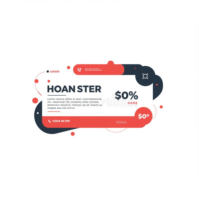 Rounded rectangular banner design with bold red and black color scheme. The top royalty free illustration