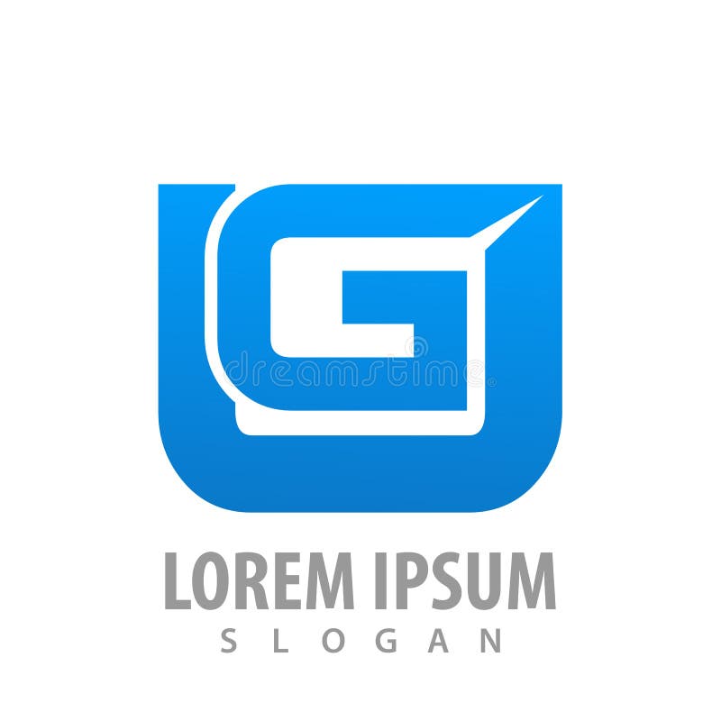 Rounded Square Initial Letter UG Concept Design. Symbol Graphic