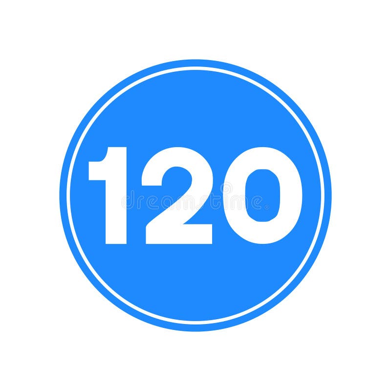 Rounded traffic signal in blue and white, isolated on white background. Minimum speed of one hundred and twenty royalty free illustration Rounded traffic signal in blue and white, isolated on white background. Minimum speed of one hundred and twenty royalty free illustration