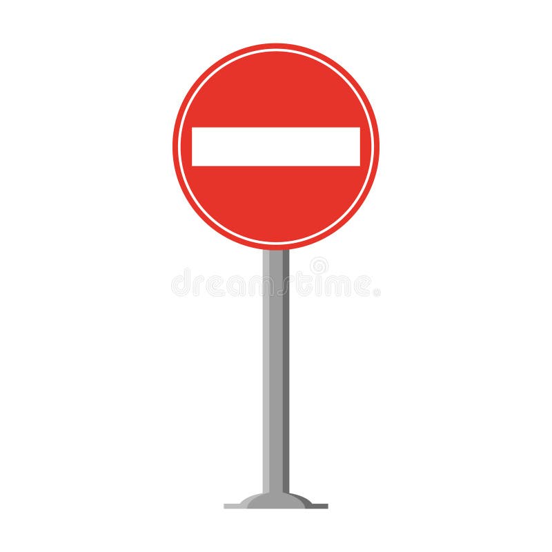 Rounded traffic signal in red and white, with stick and isolated on white background. Entry prohibited stock illustration Rounded traffic signal in red and white, with stick and isolated on white background. Entry prohibited stock illustration