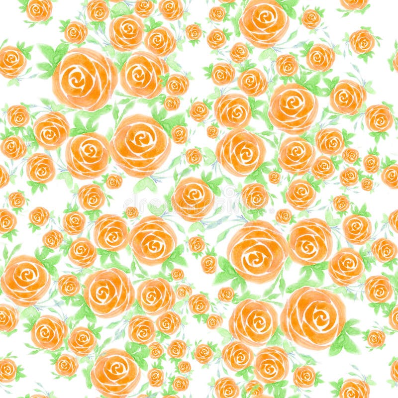 Rouses.Watercolor. Seamless Pattern. Wallpaper. Stock Illustration