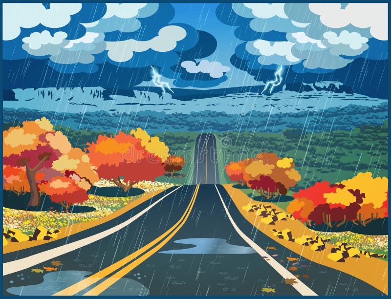 Route d'automne par la vallée illustration libre de droits Route d'automne par la vallée illustration libre de droits