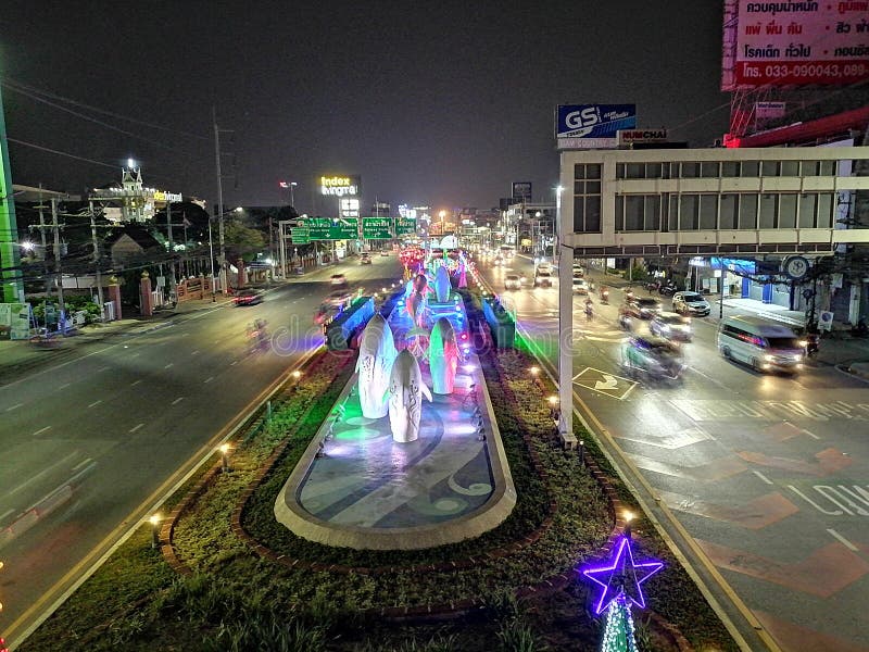 Route de Pattaya Durée de nuit images stock Route de Pattaya Durée de nuit images stock