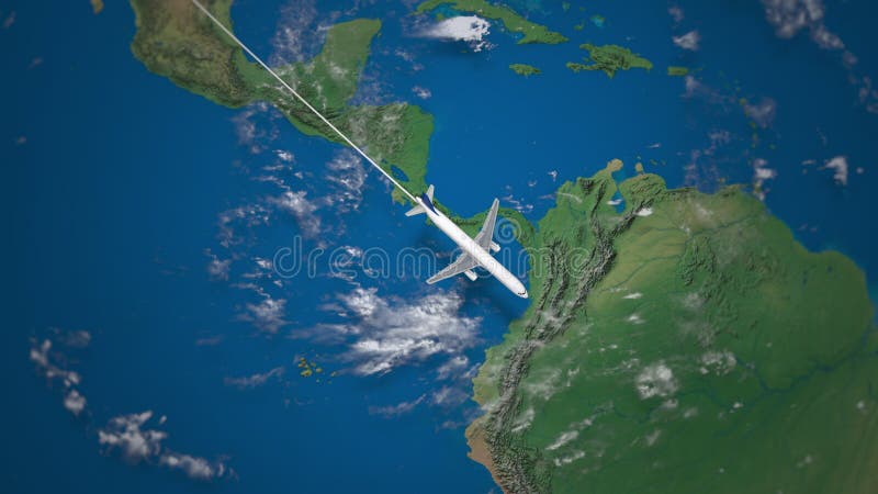 Route die van commercieel vliegtuig van San Francisco aan Rio de Janeiro op de Aardebol vliegen stock videobeelden Route die van commercieel vliegtuig van San Francisco aan Rio de Janeiro op de Aardebol vliegen stock videobeelden