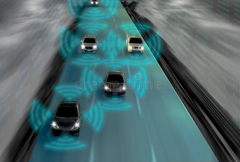 Route futuriste de génie pour l'individu intelligent conduisant des voitures, art photo libre de droits Route futuriste de génie pour l'individu intelligent conduisant des voitures, art photo libre de droits