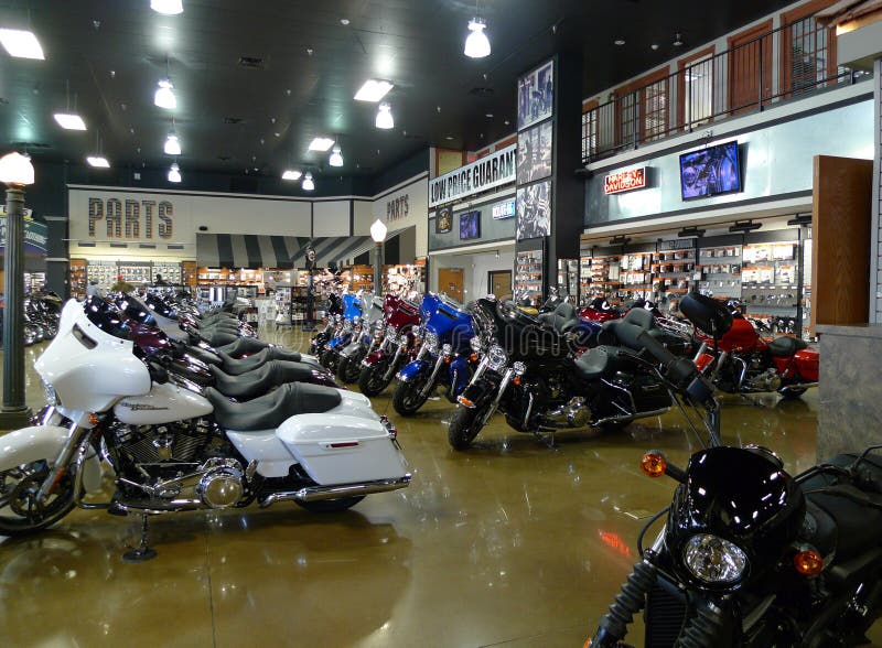 Route 66 Harley Davidson in Tulsa, Oklahoma, Row of new bikes royalty free stock image Route 66 Harley Davidson in Tulsa, Oklahoma, Row of new bikes royalty free stock image