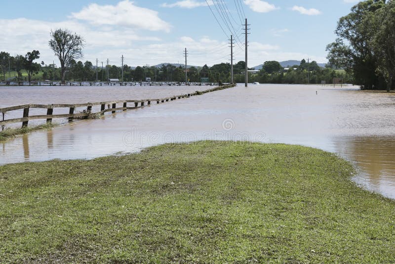 Route inondée Queensland Mars 2017 photo stock