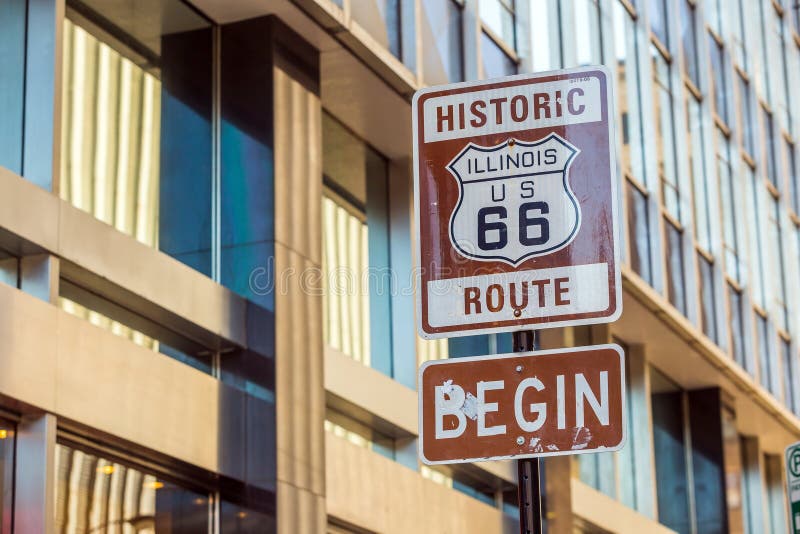 Route 66 sign in Chicago stock photo. Image of daylight 56183224
