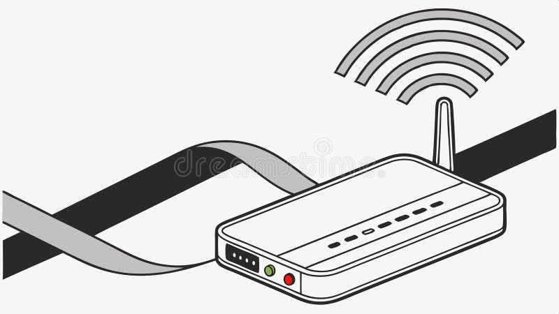 Router with Wi-Fi signal, internet connection and technology vector design Generative AI. Wireless router emitting Wi-Fi signals, symbolizing internet connection, technology, and digital communication. Ideal for internet service providers and tech companies vector design Generative AI