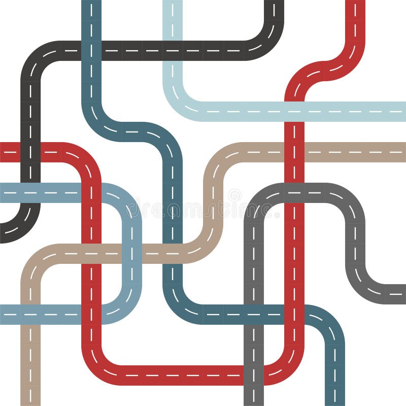 Routes et rues colorées avec intersections Threadé Weave Pattern Transport