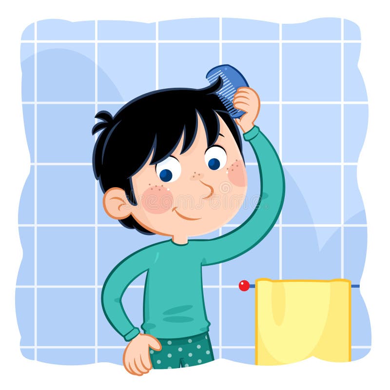 Daily Routine Actions - Hairstyle Time - Combing Stock Illustration -  Illustration of child, combing: 106218073