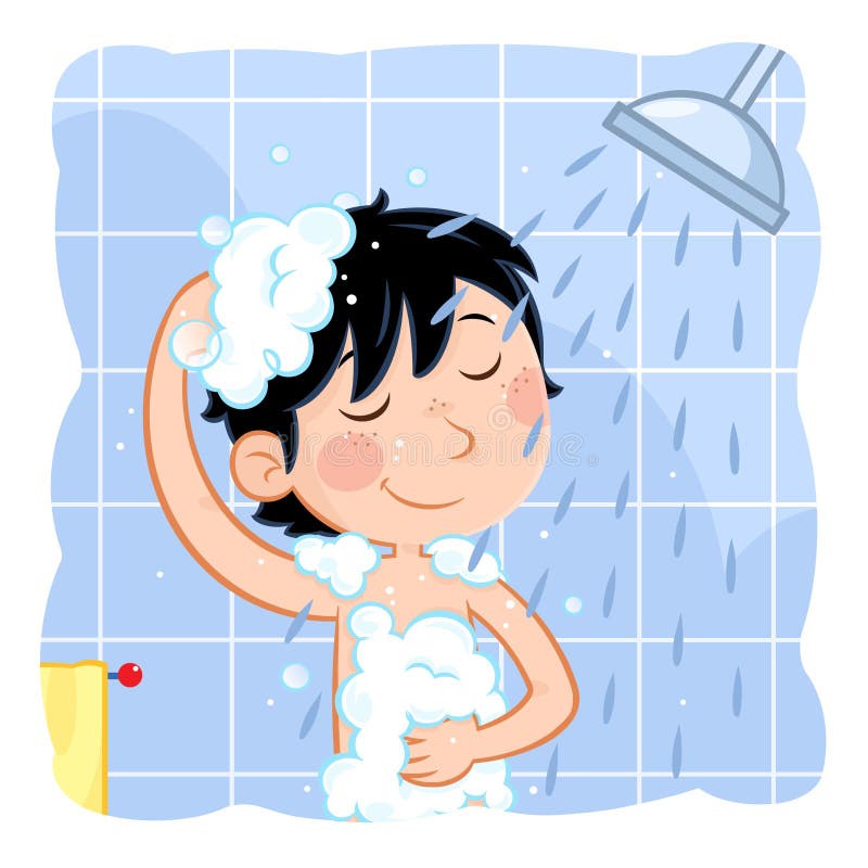Routine Quotidienne Prise D'une Douche Illustration Stock