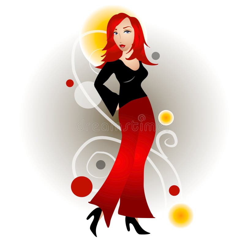 Roux de femme de mode illustration libre de droits Roux de femme de mode illustration libre de droits