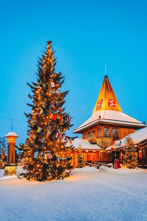 Christmas tree at Santa Office in Santa Claus Village in Rovaniemi in Lapland in Finland