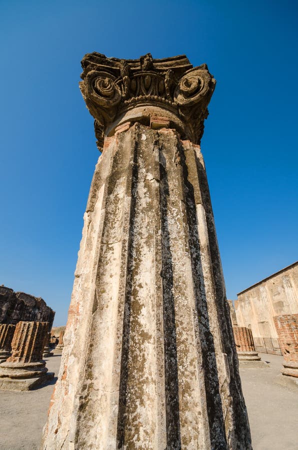 Ruins of the ancient roman city of Pompeii, which was destroyed by volcano, Mount Vesuvius, about two millenniums ago, 79 AD. Ruins of the ancient roman city of Pompeii, which was destroyed by volcano, Mount Vesuvius, about two millenniums ago, 79 AD