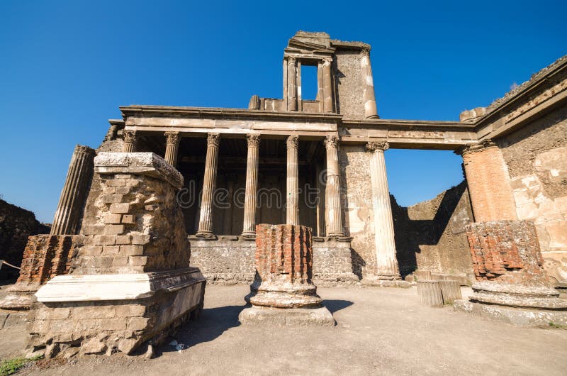 Ruins of the ancient roman city of Pompeii, which was destroyed by volcano, Mount Vesuvius, about two millenniums ago, 79 AD. Ruins of the ancient roman city of Pompeii, which was destroyed by volcano, Mount Vesuvius, about two millenniums ago, 79 AD