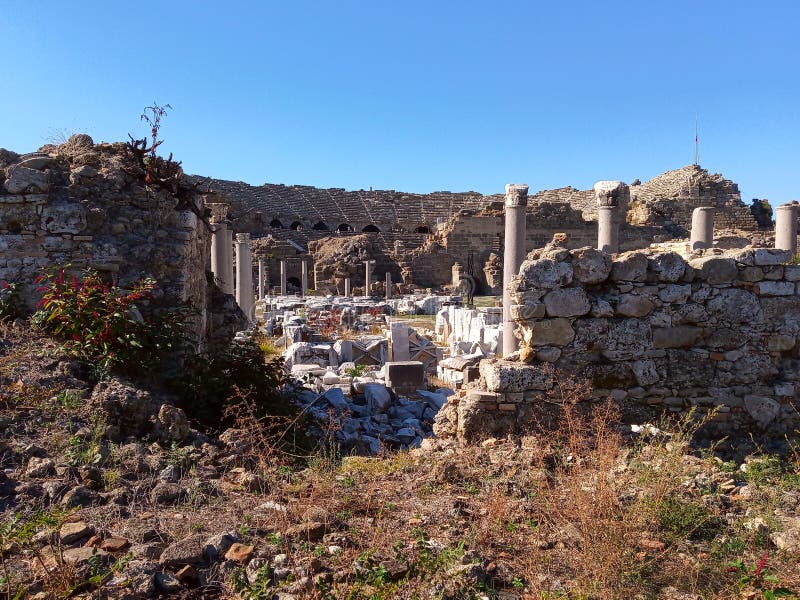 Rovine di Side City, Turchia immagini stock Rovine di Side City, Turchia immagini stock
