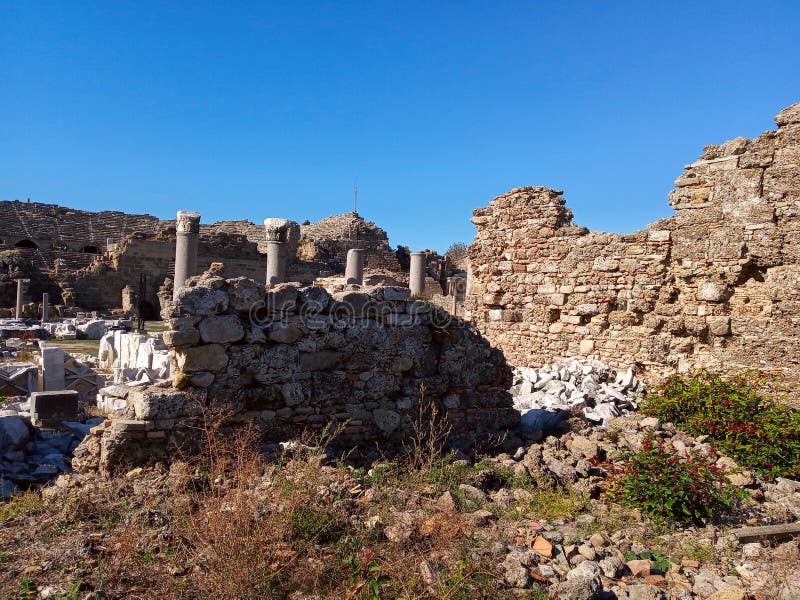 Rovine di Side City, Turchia fotografia stock libera da diritti Rovine di Side City, Turchia fotografia stock libera da diritti