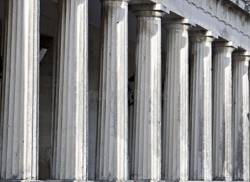 Row of ancient Greek pillars