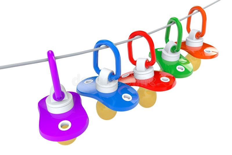 Row of babies pacifiers with rope