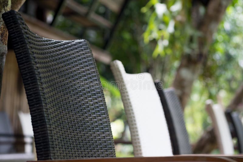 Row of Black Wicker Chair and White Wicker Chair Stock Image Image of decor, light 161851047