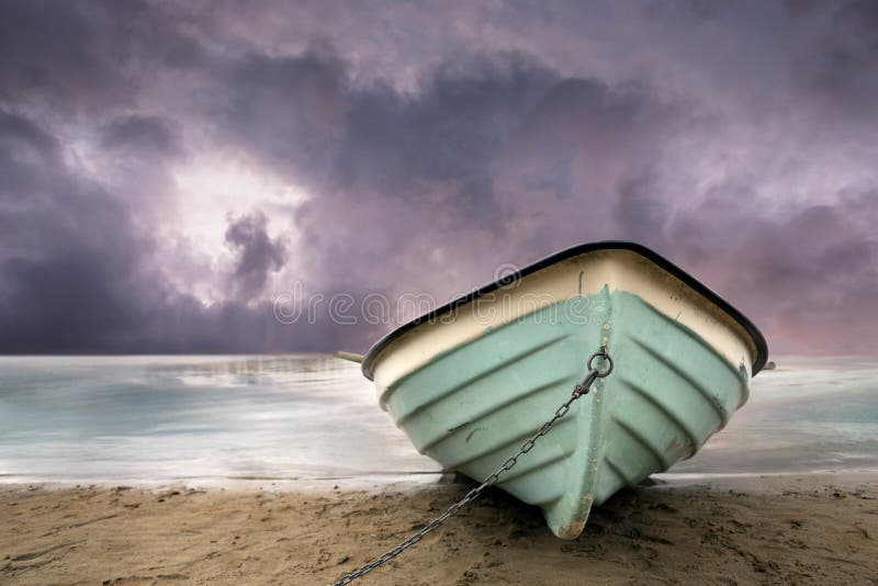 Row boat on beach stock photo. Image of boat, empty, ocean 