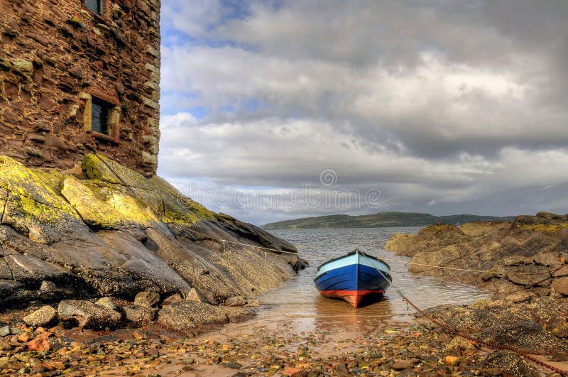 Row Boat and Castle stock photography