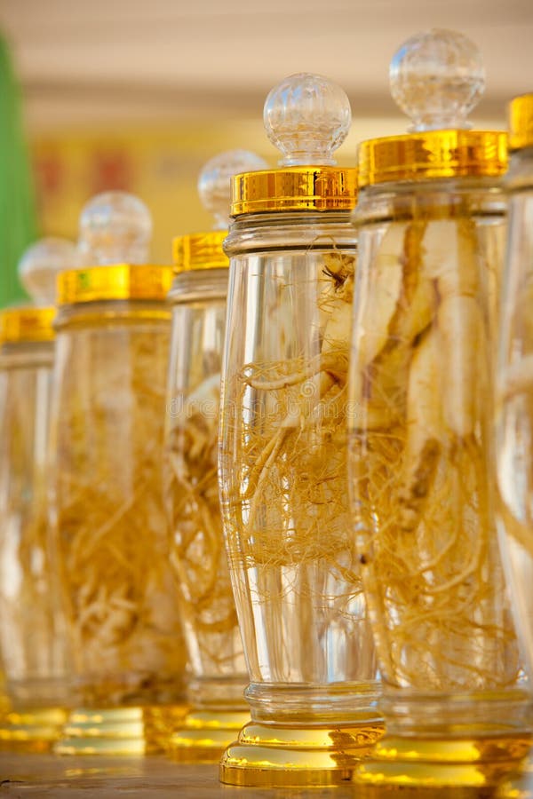 Row Bottled Ginseng Display