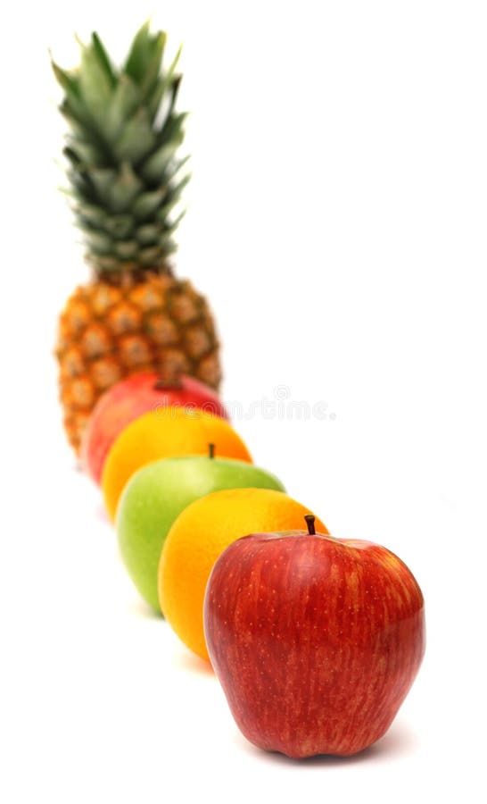 Row of bright fresh fruits