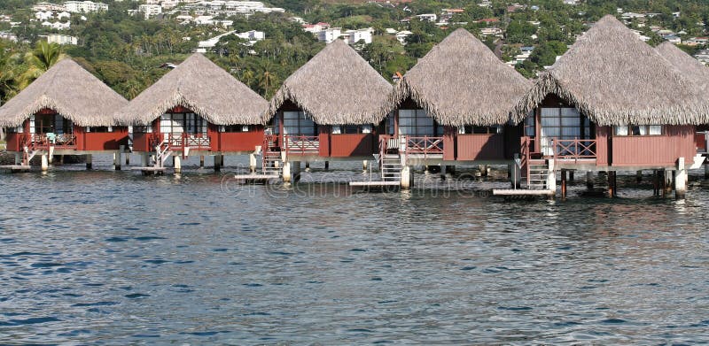 Row of bungalows over the lagoon