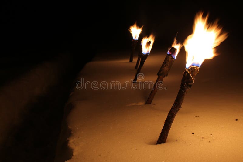 Burning Torch In The Cold Winter Stock Image Image of cold, glow