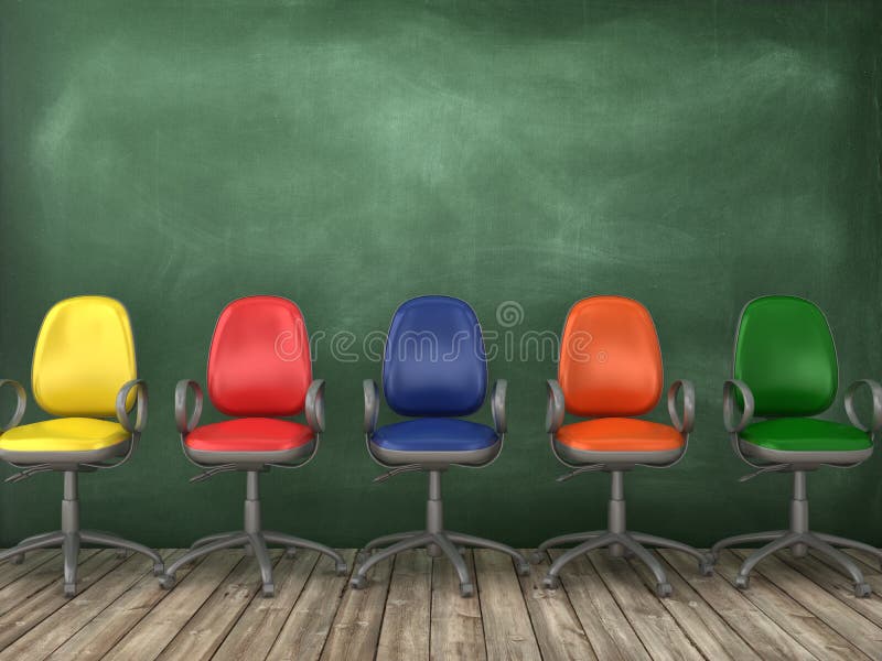 Office Chairs In A Row With Green Chair Stock Illustration