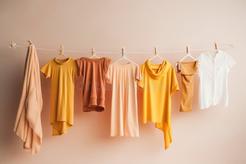 A Row of Clothes Hanging on a Clothes Line. Generative AI Image. Stock ...