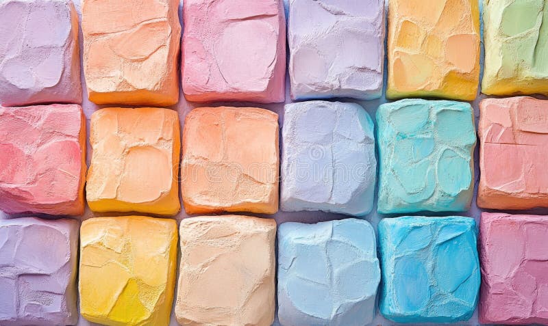 A row of colorful blocks made of chalk royalty free stock photo