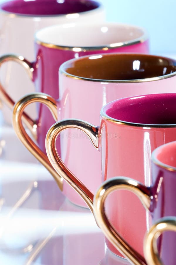 Row of Colorful Coffee Cups Stock Photo Image of mugs, pink 2132108