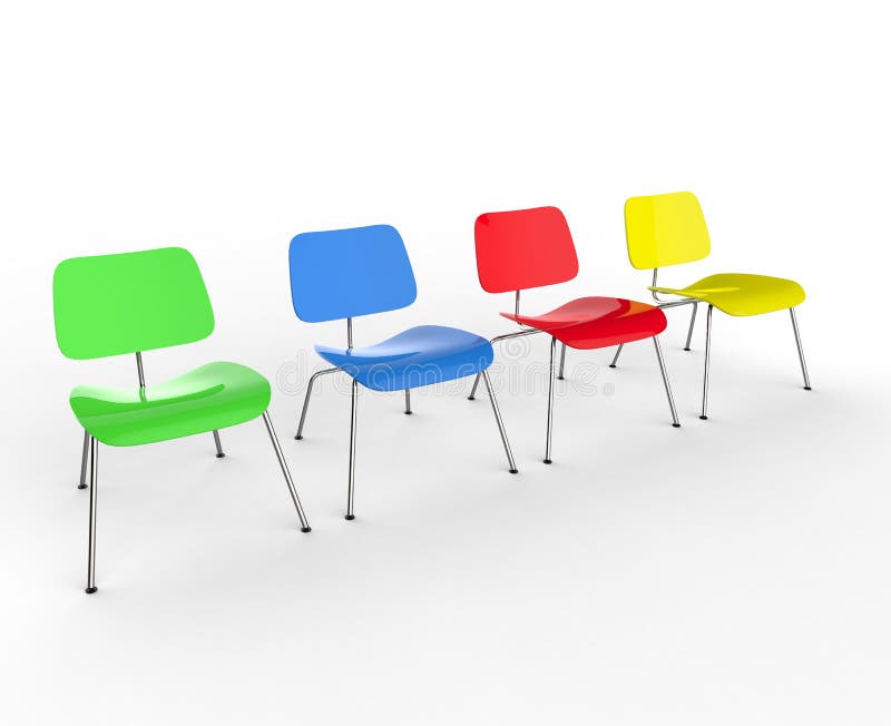 Office Chairs In A Row With Green Chair Stock Illustration