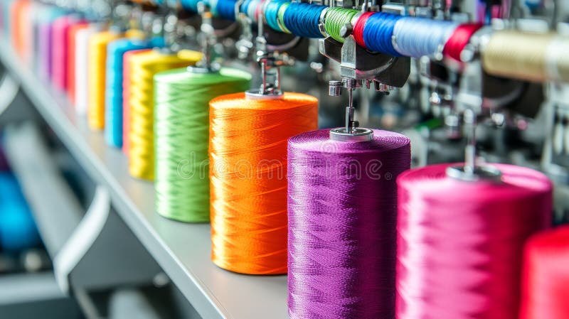 A Row of Colorful Spools of Thread on a Sewing Machine Symbolizing ...