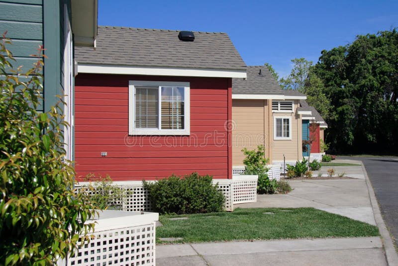 Row of cute colorful cabins