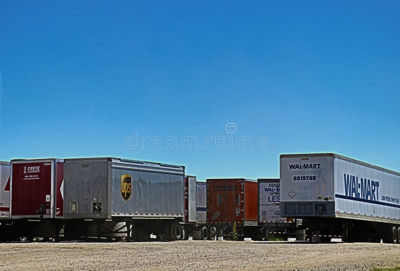 Row of Dropped Trailers at a Warehouse Editorial Photo Image of