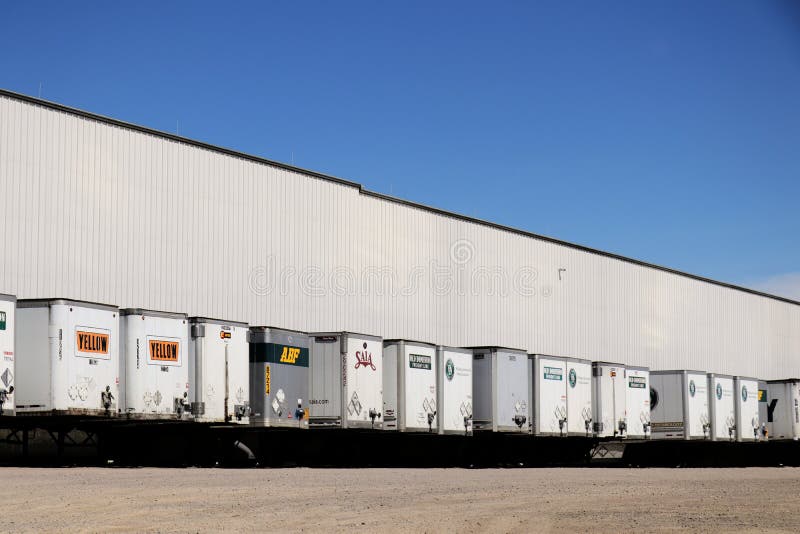 Row of Dropped Trailers at a Warehouse Editorial Image Image of