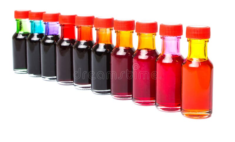 4 Bottles Of Food Coloring Isolated On White Background Stock Photo -  Download Image Now - iStock