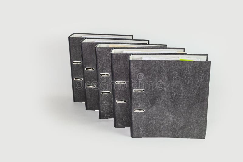 Row of Grey Files in Front of White Background Stock Image Image of