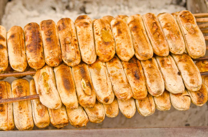 Row of Grilled Banana,Thai S Dessert Stock Image Image of thailand, culture 21397221