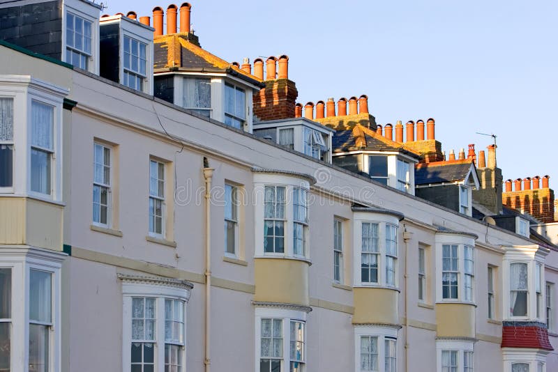 Row of Guest Houses in England stock photos