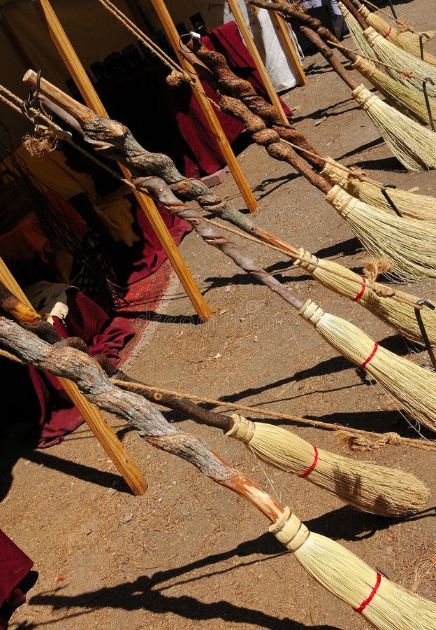 Row of Handcrafted Brooms stock image. Image of outdoor 6218531