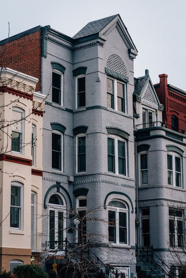 Row Houses in Capitol Hill, Washington, DC Stock Photo Image of homes